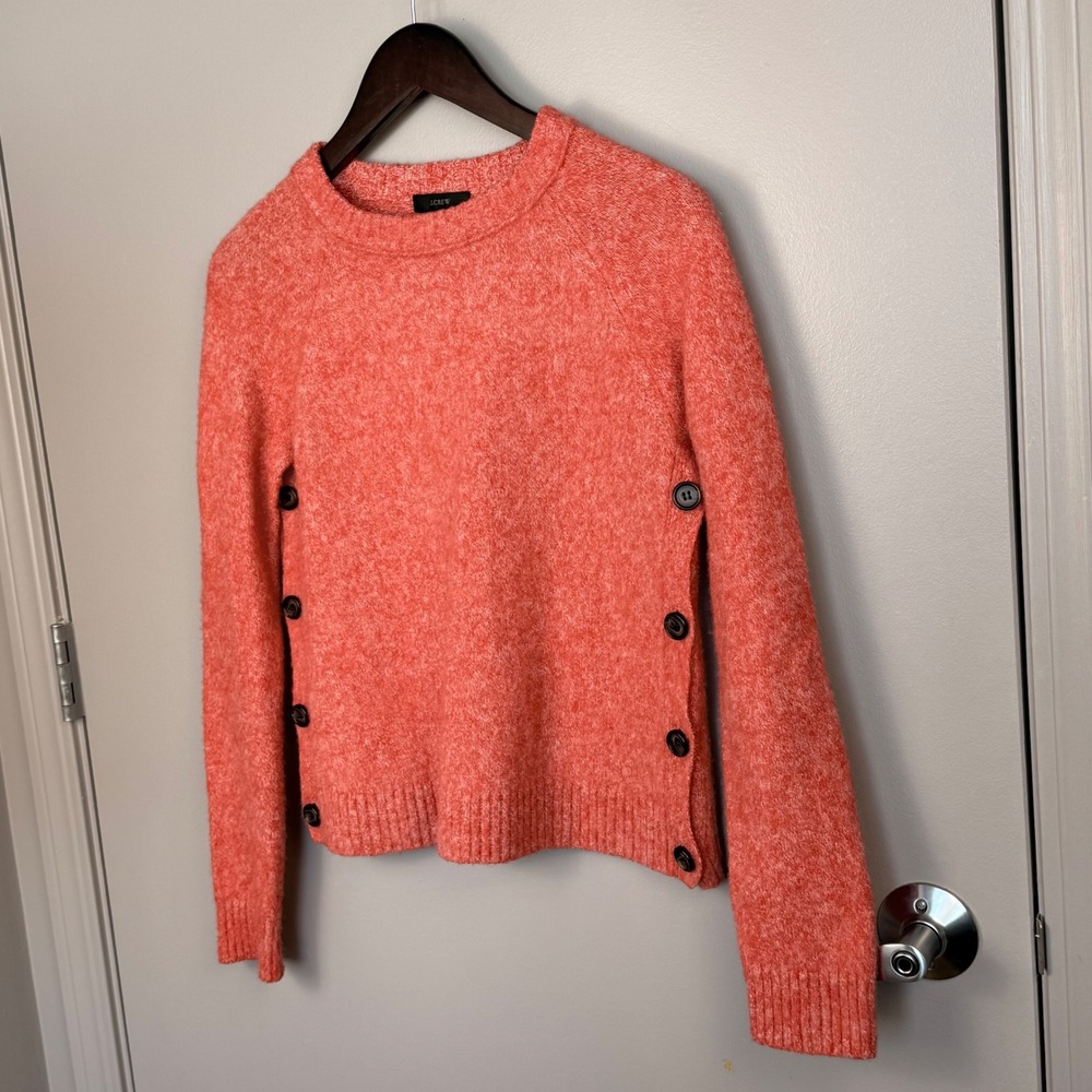 J.Crew Textured Lambswool Crew Neck Sweater Women's M Coral - Picture 3 of 9